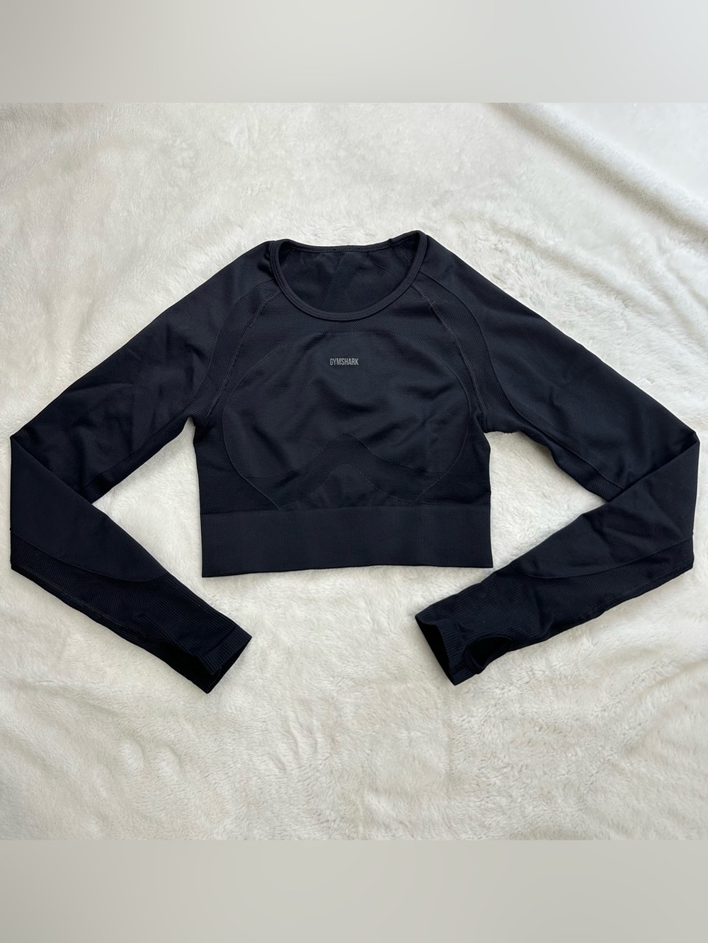 Gymshark Flex Sports Long Sleeve Crop Top Black Size Small